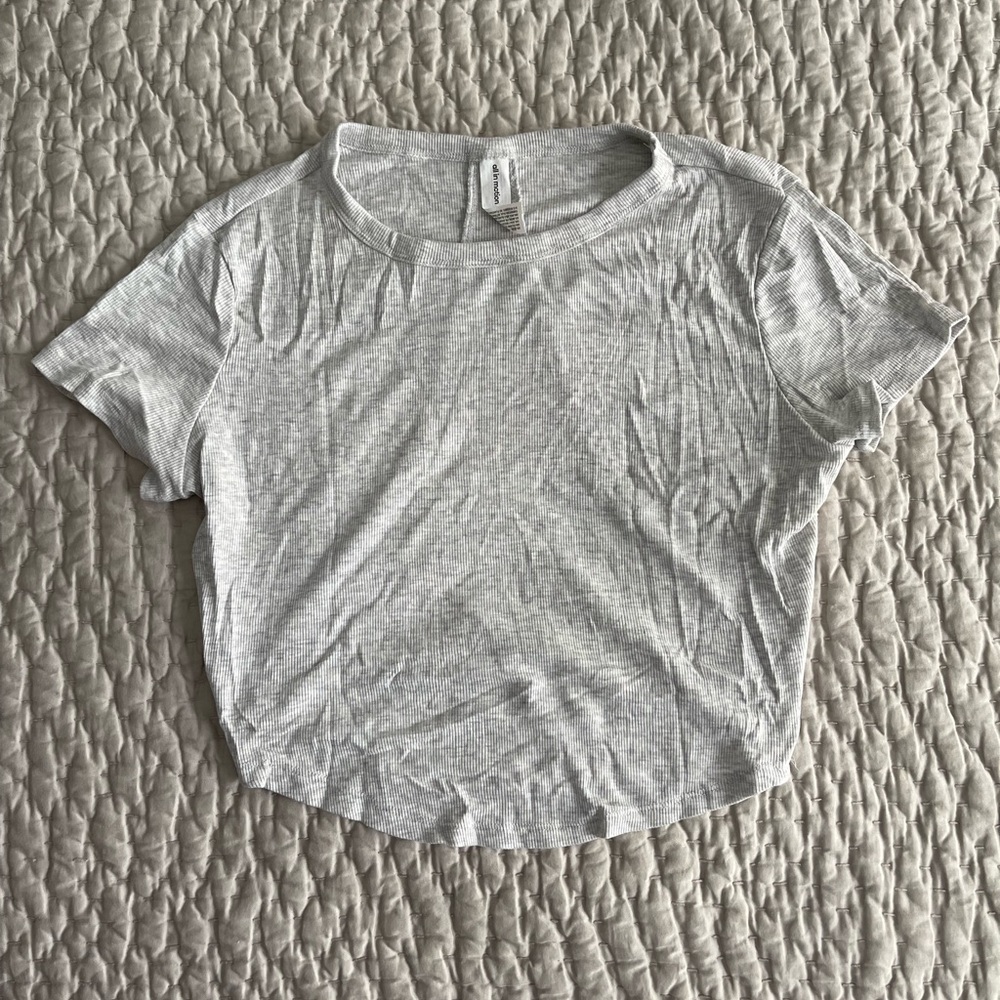 All in Motion Gray Women's Athletic Crop Top Ribbed Heather Gray size XS